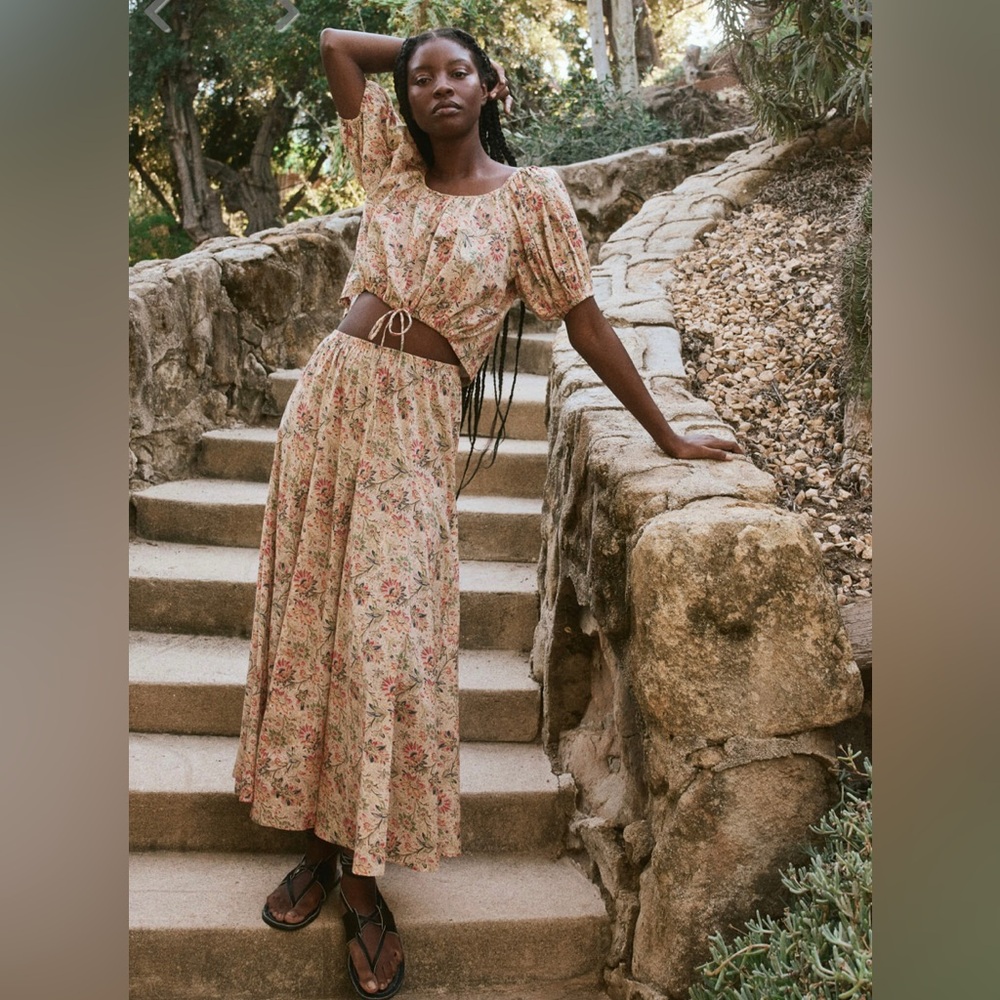 THE GREAT. Godet Maxi Skirt and Provence top SET